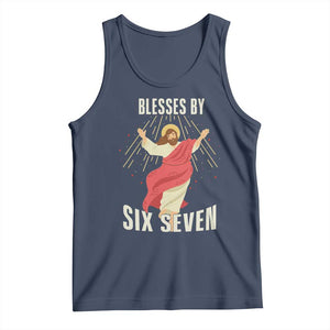 Christian 67 Meme Tank Top Blesses By Six Seven Funny TS14 Navy Print Your Wear