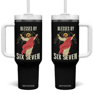 Christian 67 Meme Tumbler With Handle Blesses By Six Seven Funny TS14 One Size: 40 oz Black Print Your Wear