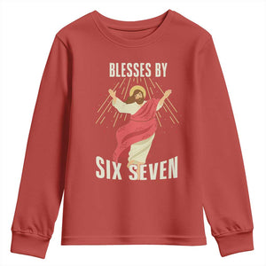 Christian 67 Meme Youth Sweatshirt Blesses By Six Seven Funny TS14 Red Print Your Wear