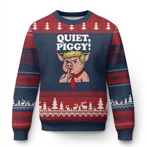 Quiet Piggy Ugly Christmas Sweater Funny Anti Trump Political Meme TS14 Navy Red Print Your Wear