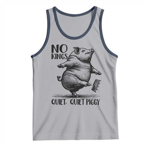 Quiet Piggy No Kings Tank Top Funny Sarcastic Political TS14 Athletic Heather Navy Print Your Wear
