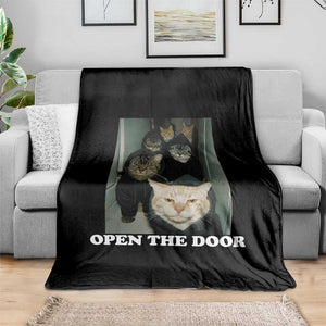 Open The Door Cats Lover Throw Blanket Funny Cat Gang Sarcastic Meme TS14 Print Your Wear