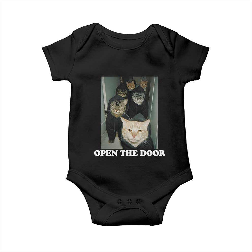 Open The Door Cats Lover Baby Onesie Funny Cat Gang Sarcastic Meme TS14 Black Print Your Wear