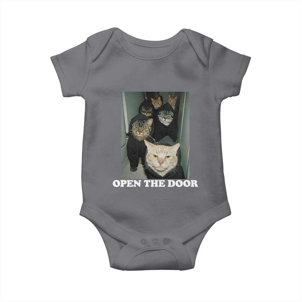Open The Door Cats Lover Baby Onesie Funny Cat Gang Sarcastic Meme TS14 Charcoal Print Your Wear