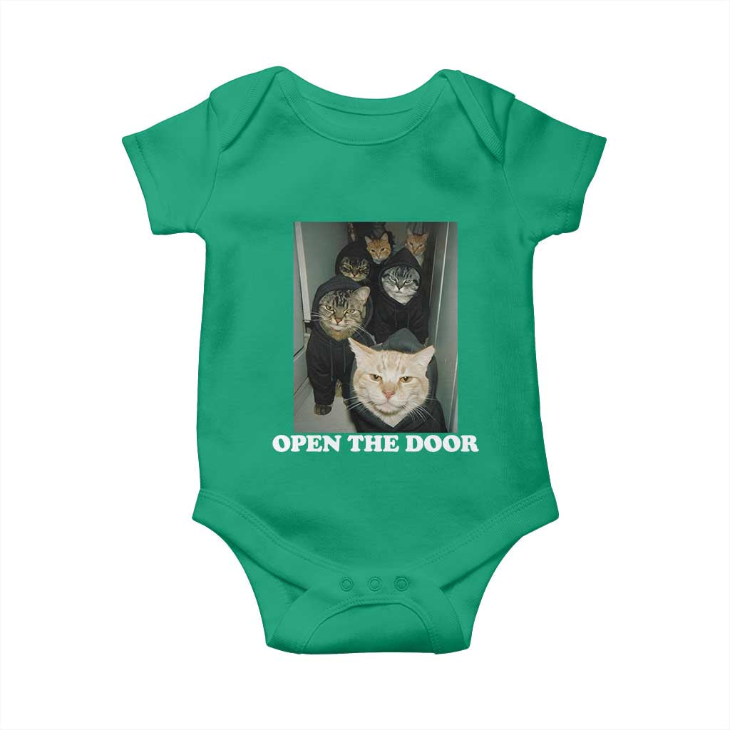 Open The Door Cats Lover Baby Onesie Funny Cat Gang Sarcastic Meme TS14 Irish Green Print Your Wear