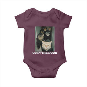 Open The Door Cats Lover Baby Onesie Funny Cat Gang Sarcastic Meme TS14 Maroon Print Your Wear