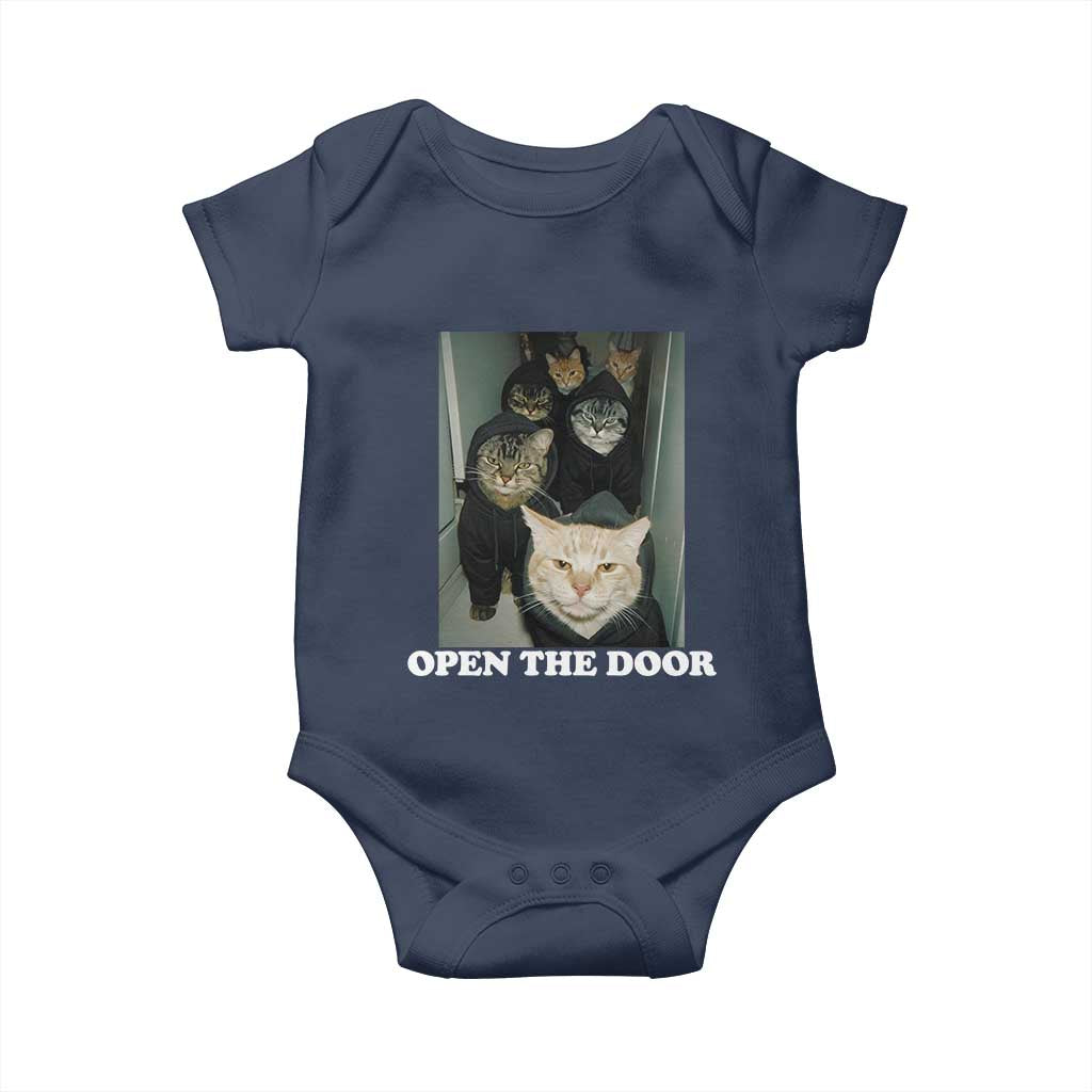Open The Door Cats Lover Baby Onesie Funny Cat Gang Sarcastic Meme TS14 Navy Print Your Wear