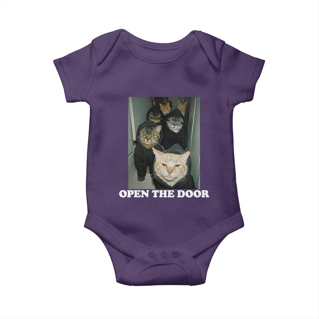Open The Door Cats Lover Baby Onesie Funny Cat Gang Sarcastic Meme TS14 Purple Print Your Wear