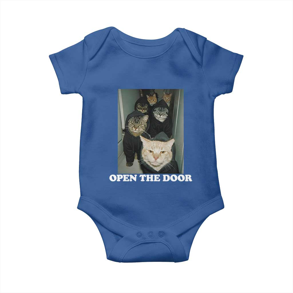 Open The Door Cats Lover Baby Onesie Funny Cat Gang Sarcastic Meme TS14 Royal Blue Print Your Wear