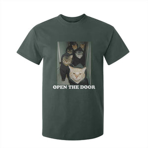 Open The Door Cats Lover T Shirt For Kid Funny Cat Gang Sarcastic Meme TS14 Dark Forest Green Print Your Wear