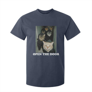 Open The Door Cats Lover T Shirt For Kid Funny Cat Gang Sarcastic Meme TS14 Navy Print Your Wear