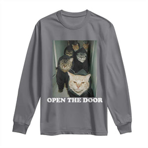 Open The Door Cats Lover Long Sleeve Shirt Funny Cat Gang Sarcastic Meme TS14 Charcoal Print Your Wear