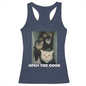 Open The Door Cats Lover Racerback Tank Top Funny Cat Gang Sarcastic Meme TS14 Navy Print Your Wear
