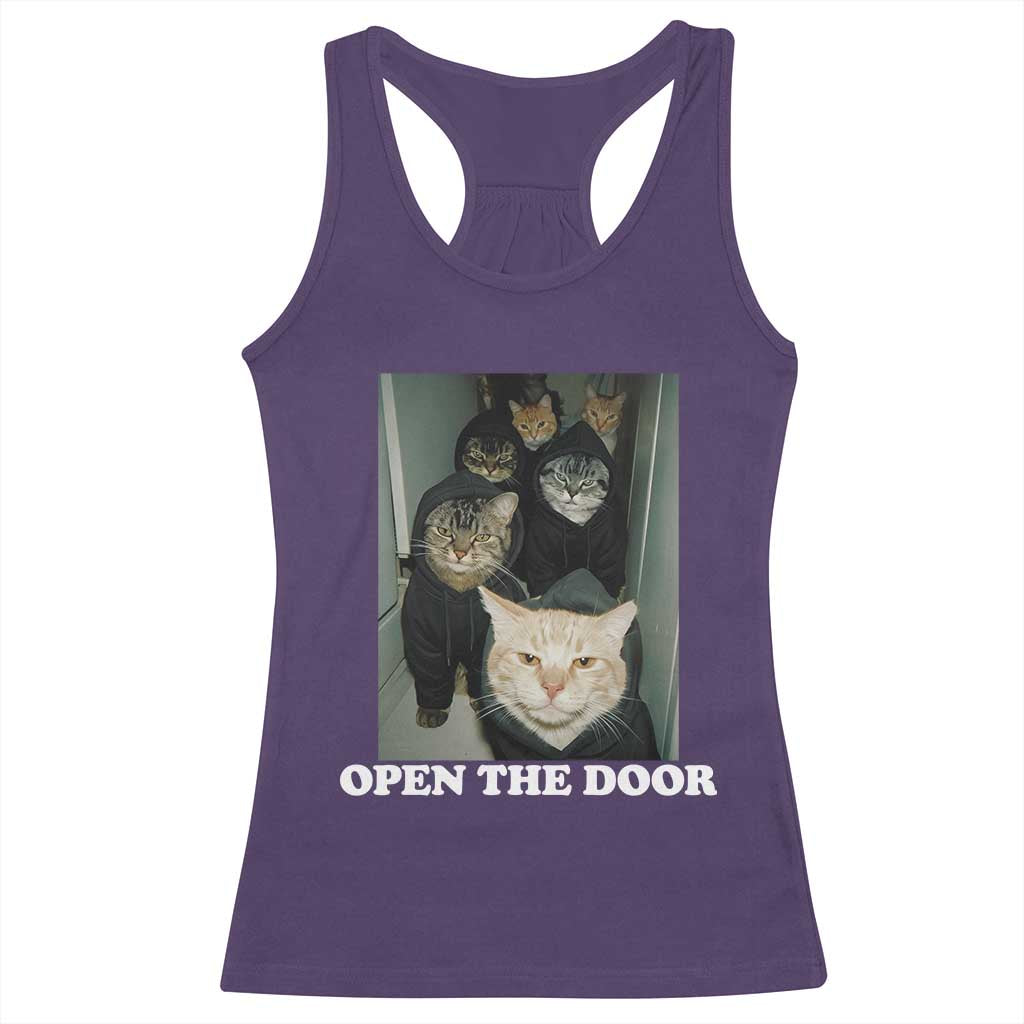 Open The Door Cats Lover Racerback Tank Top Funny Cat Gang Sarcastic Meme TS14 Purple Print Your Wear