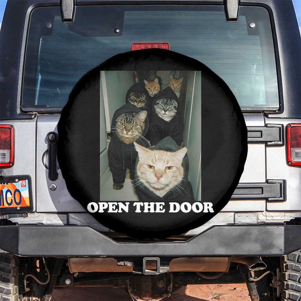 Open The Door Cats Lover Spare Tire Cover Funny Cat Gang Sarcastic Meme TS14 No hole Black Print Your Wear