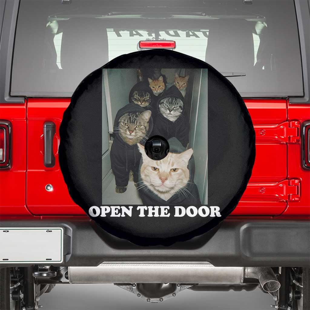 Open The Door Cats Lover Spare Tire Cover Funny Cat Gang Sarcastic Meme TS14 Black Print Your Wear