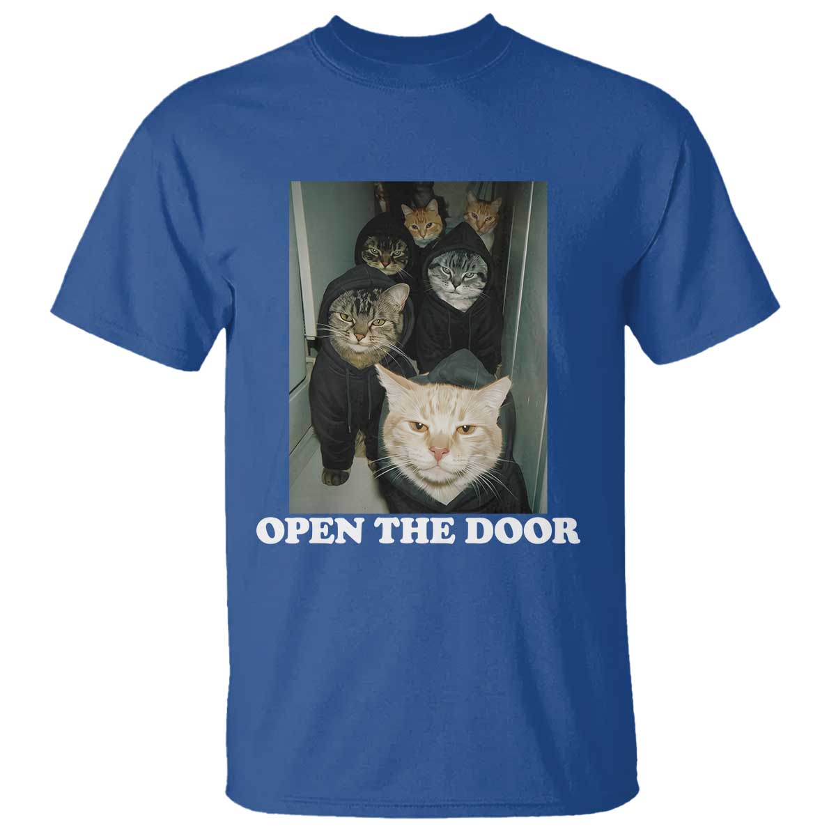 Open The Door Cats Lover T Shirt Funny Cat Gang Sarcastic Meme TS14 Royal Blue Print Your Wear