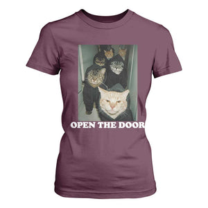 Open The Door Cats Lover T Shirt For Women Funny Cat Gang Sarcastic Meme TS14 Maroon Print Your Wear