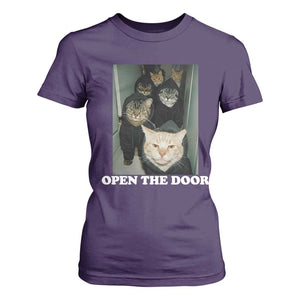 Open The Door Cats Lover T Shirt For Women Funny Cat Gang Sarcastic Meme TS14 Purple Print Your Wear
