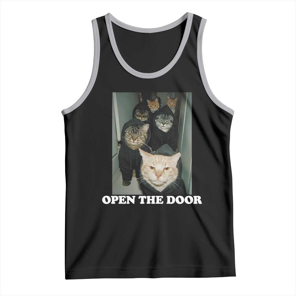 Open The Door Cats Lover Tank Top Funny Cat Gang Sarcastic Meme TS14 Black Athletic Heather Print Your Wear