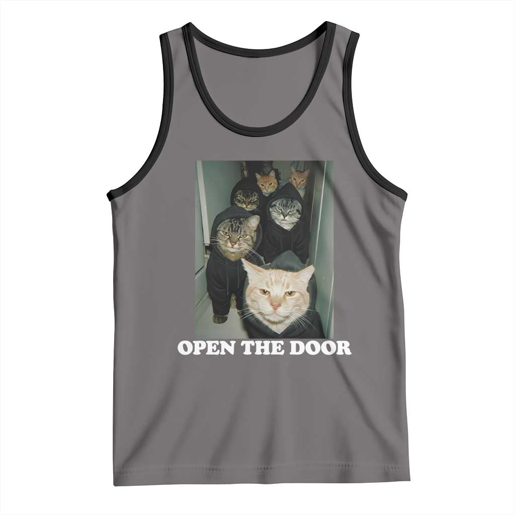 Open The Door Cats Lover Tank Top Funny Cat Gang Sarcastic Meme TS14 Deep Heather Black Print Your Wear