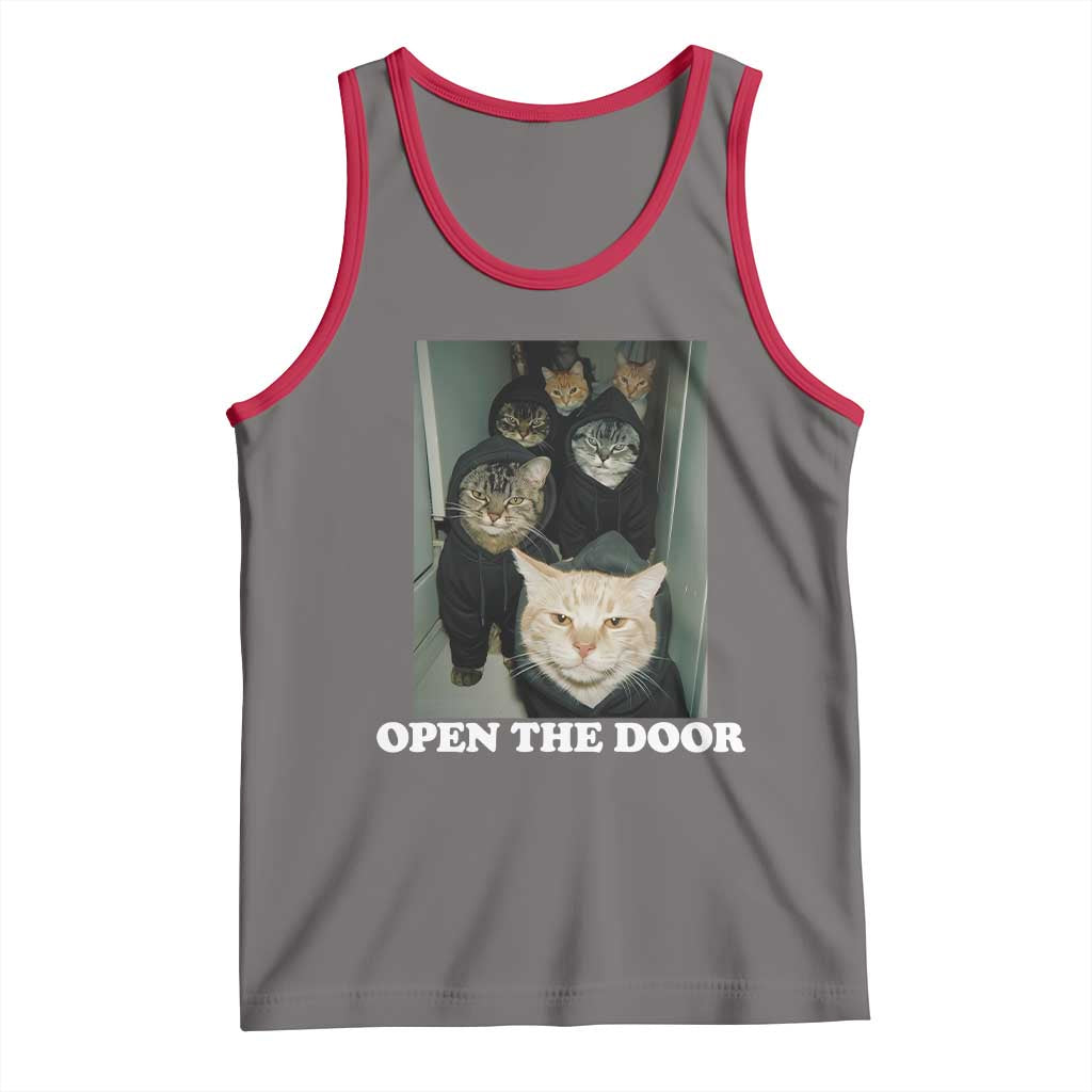 Open The Door Cats Lover Tank Top Funny Cat Gang Sarcastic Meme TS14 Deep Heather Red Print Your Wear