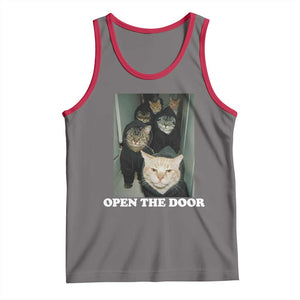 Open The Door Cats Lover Tank Top Funny Cat Gang Sarcastic Meme TS14 Deep Heather Red Print Your Wear