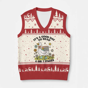 Its A Good Day To Read 6 or 7 Pages V-Neck Knit Sweater Vest Funny Six Seven Teacher Book Lover TS14 Beige Red Print Your Wear
