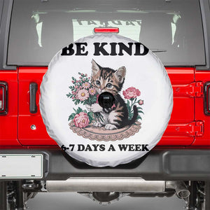 Be Kind 6 7 Days a Week Spare Tire Cover Funny Six Seven Cat Teacher Meme TS14 White Print Your Wear