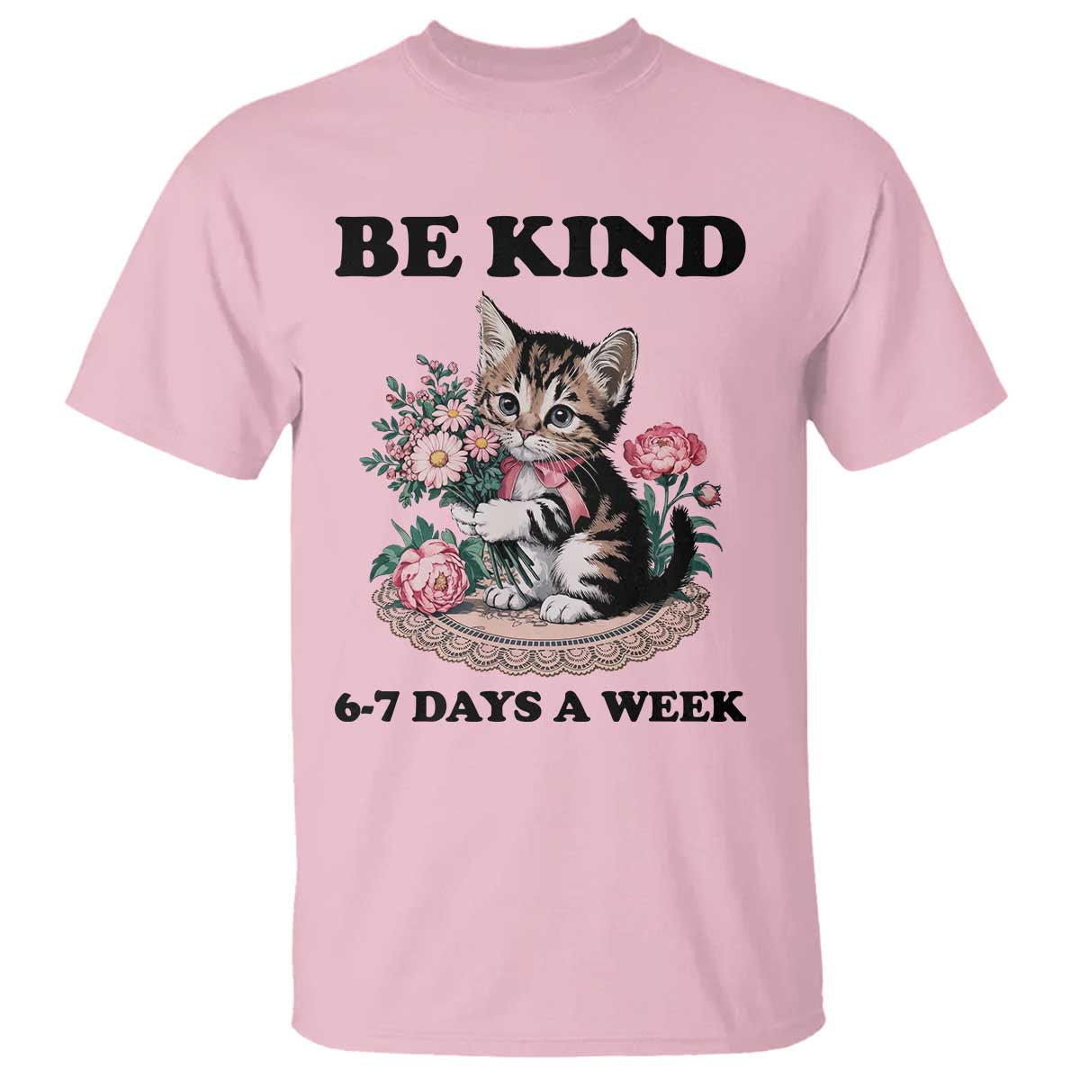 Be Kind 6 7 Days a Week T Shirt Funny Six Seven Cat Teacher Meme TS14 Light Pink Print Your Wear
