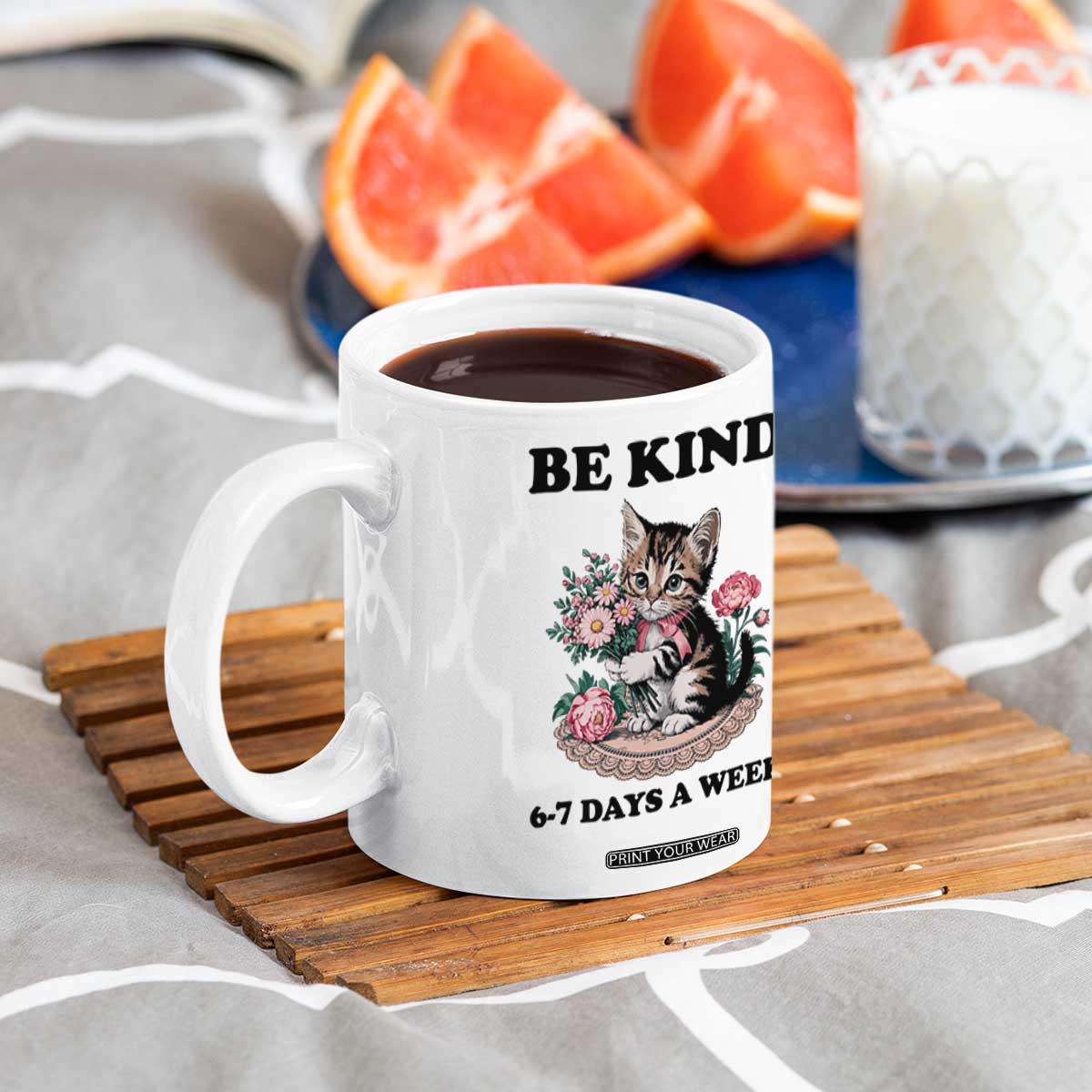 Be Kind 6 7 Days a Week Coffee Mug Funny Six Seven Cat Teacher Meme TS14 Print Your Wear