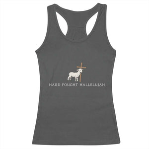 Hard Fought Hallelujah Racerback Tank Top Christian Bible Verse Faith TS14 Dark Heather Print Your Wear