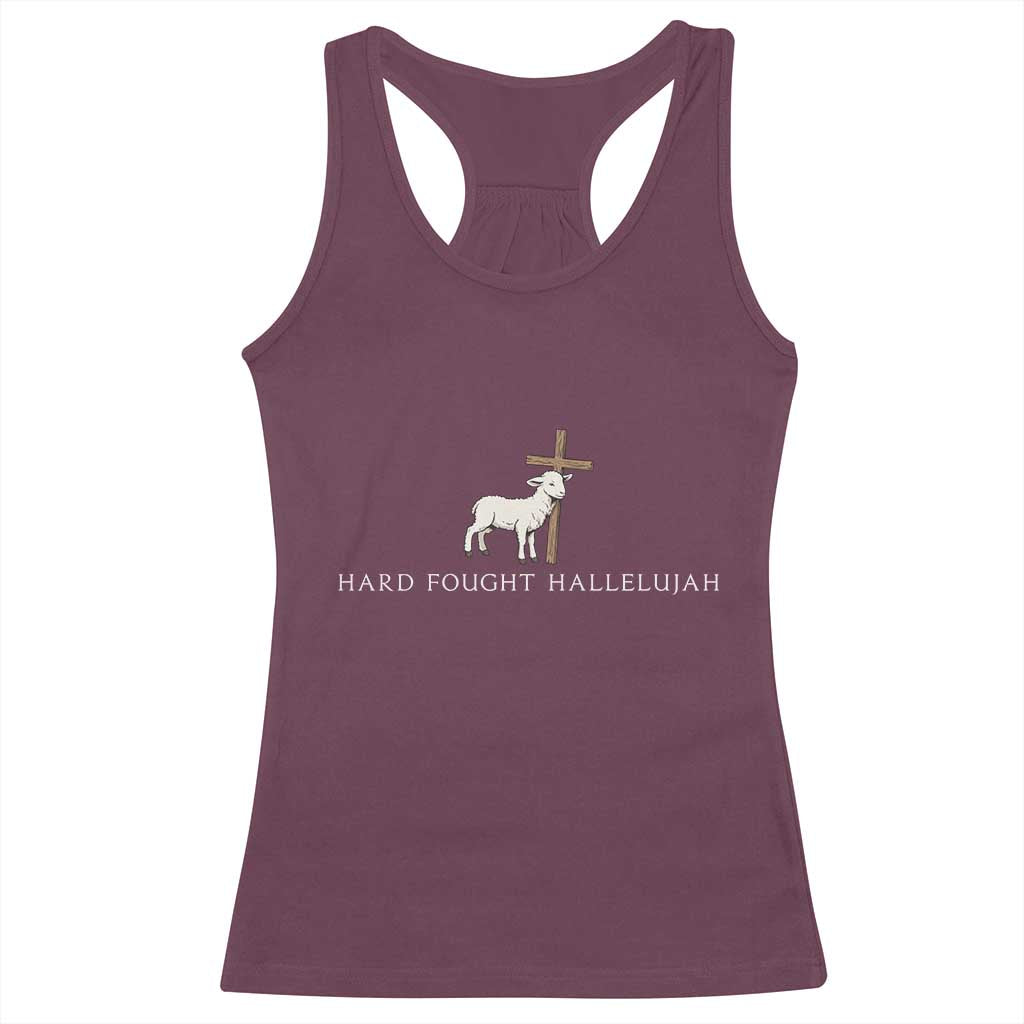 Hard Fought Hallelujah Racerback Tank Top Christian Bible Verse Faith TS14 Maroon Print Your Wear