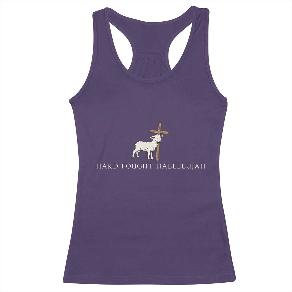 Hard Fought Hallelujah Racerback Tank Top Christian Bible Verse Faith TS14 Purple Print Your Wear