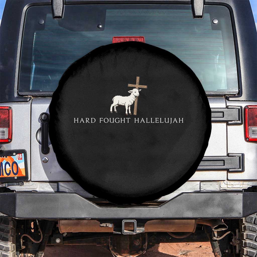 Hard Fought Hallelujah Spare Tire Cover Christian Bible Verse Faith TS14 No hole Black Print Your Wear