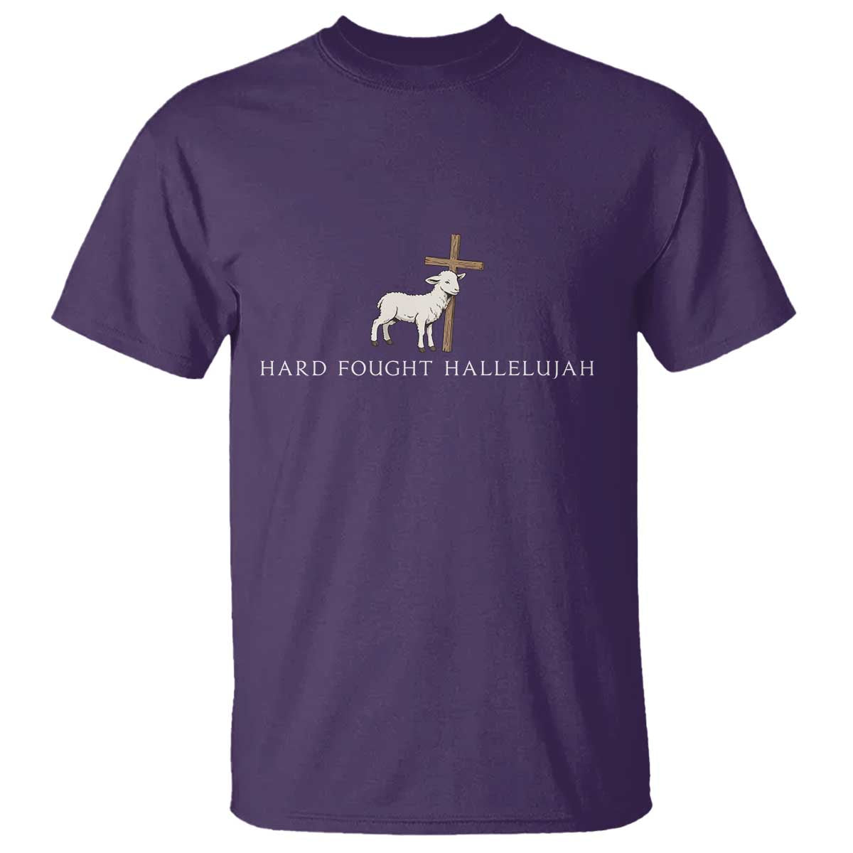 Hard Fought Hallelujah T Shirt Christian Bible Verse Faith TS14 Purple Print Your Wear