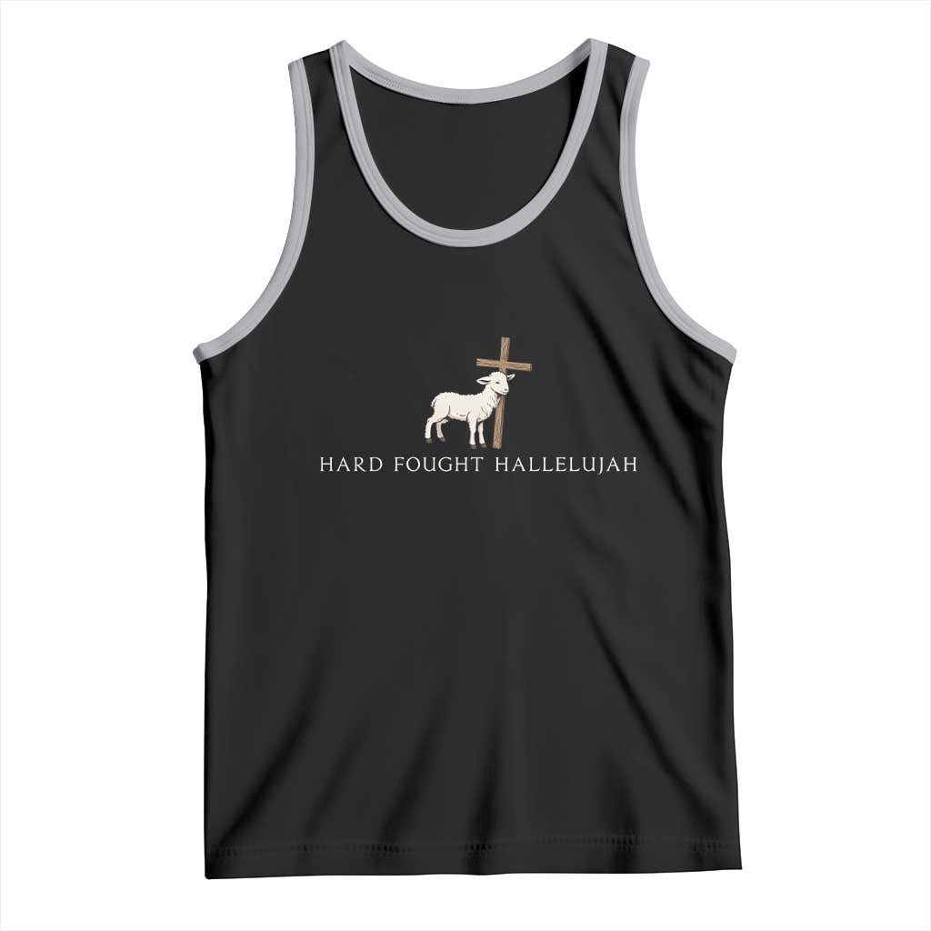 Hard Fought Hallelujah Tank Top Christian Bible Verse Faith TS14 Black Athletic Heather Print Your Wear