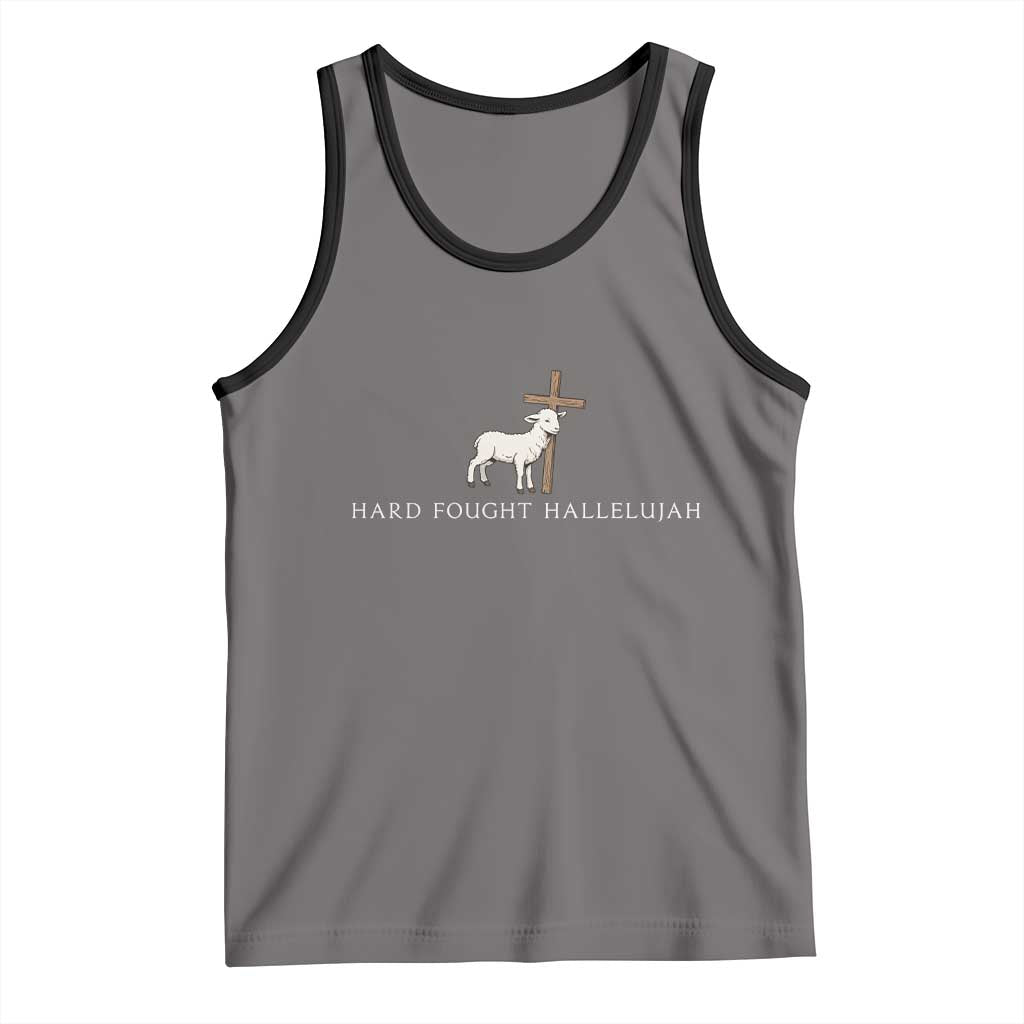 Hard Fought Hallelujah Tank Top Christian Bible Verse Faith TS14 Deep Heather Black Print Your Wear