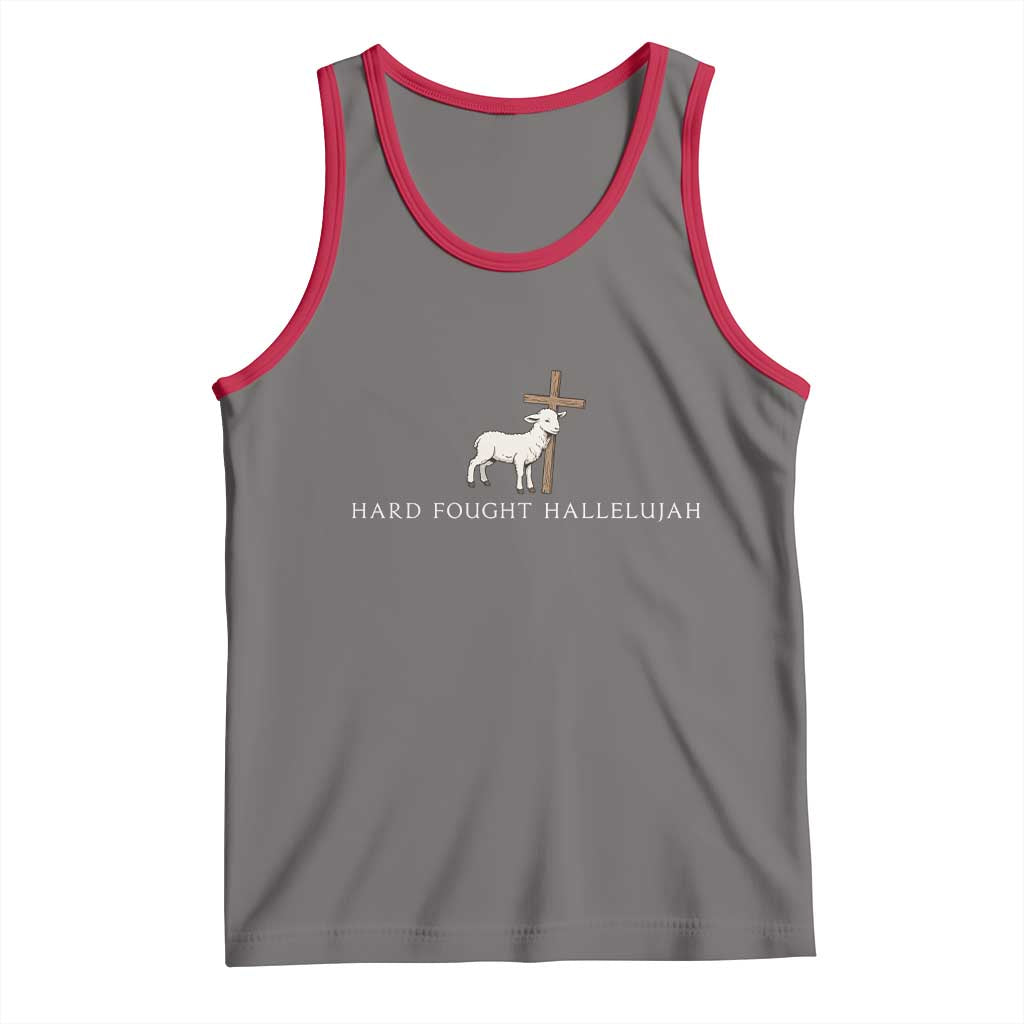 Hard Fought Hallelujah Tank Top Christian Bible Verse Faith TS14 Deep Heather Red Print Your Wear