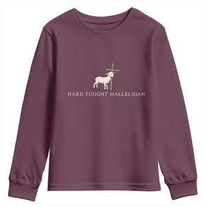 Hard Fought Hallelujah Youth Sweatshirt Christian Bible Verse Faith TS14 Maroon Print Your Wear