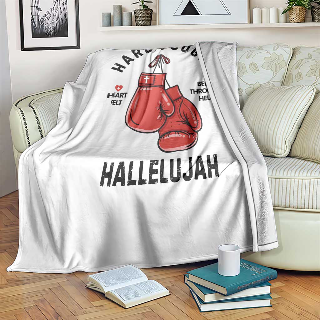 Hard Fought Hallelujah Throw Blanket Christian Boxing Gloves Bible Verse Faith TS14 Print Your Wear