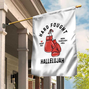Hard Fought Hallelujah Garden Flag Christian Boxing Gloves Bible Verse Faith TS14 Print Your Wear