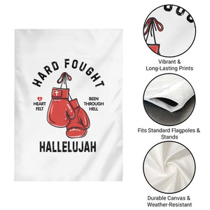 Hard Fought Hallelujah Garden Flag Christian Boxing Gloves Bible Verse Faith TS14 Print Your Wear