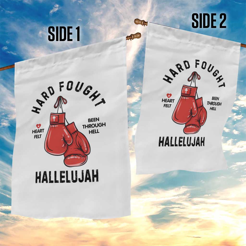 Hard Fought Hallelujah Garden Flag Christian Boxing Gloves Bible Verse Faith TS14 Print Your Wear