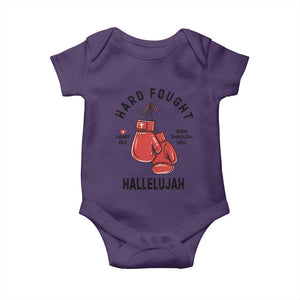 Hard Fought Hallelujah Baby Onesie Christian Boxing Gloves Bible Verse Faith TS14 Purple Print Your Wear