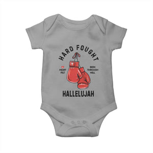 Hard Fought Hallelujah Baby Onesie Christian Boxing Gloves Bible Verse Faith TS14 Sport Gray Print Your Wear