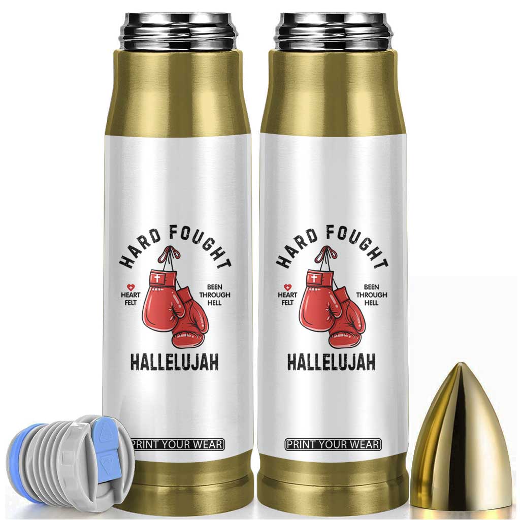 Hard Fought Hallelujah Bullet Tumbler Christian Boxing Gloves Bible Verse Faith TS14 White Print Your Wear
