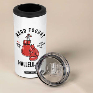 Hard Fought Hallelujah 4 in 1 Can Cooler Tumbler Christian Boxing Gloves Bible Verse Faith TS14 Print Your Wear