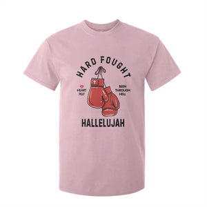 Hard Fought Hallelujah T Shirt For Kid Christian Boxing Gloves Bible Verse Faith TS14 Light Pink Print Your Wear