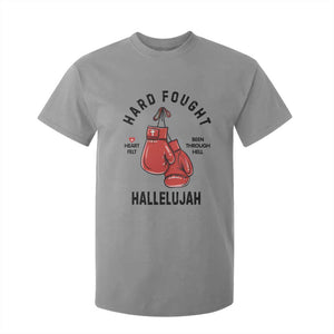 Hard Fought Hallelujah T Shirt For Kid Christian Boxing Gloves Bible Verse Faith TS14 Sport Gray Print Your Wear